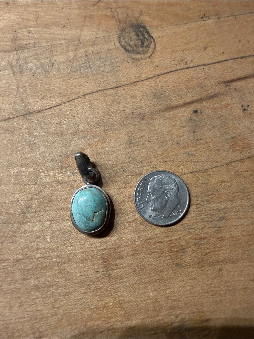 Sterling Silver Turquoise Oval Pendant artisan handmade